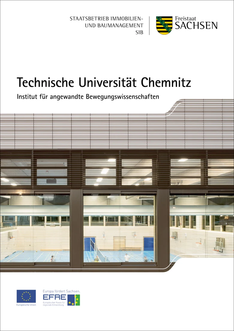 Titelseite des Faltblattes zum neuen Sportkomplex der TU Chemnitz