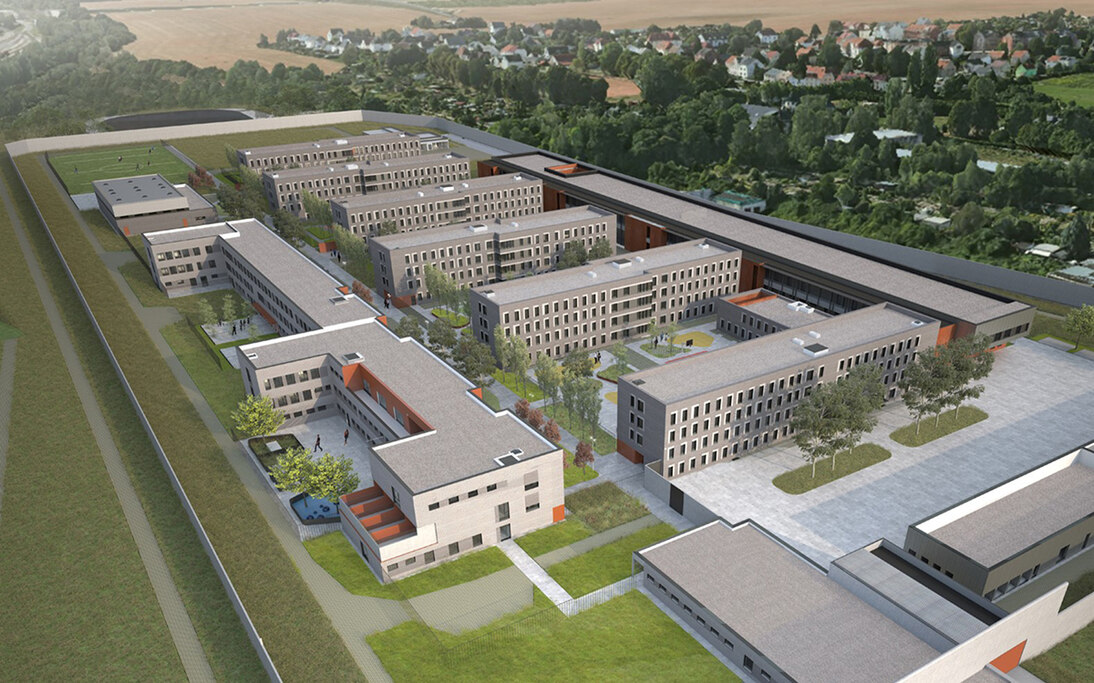 Visualisierung: So soll es 2024 aussehen. Der Neubau der JVA Zwickau-Marienthal