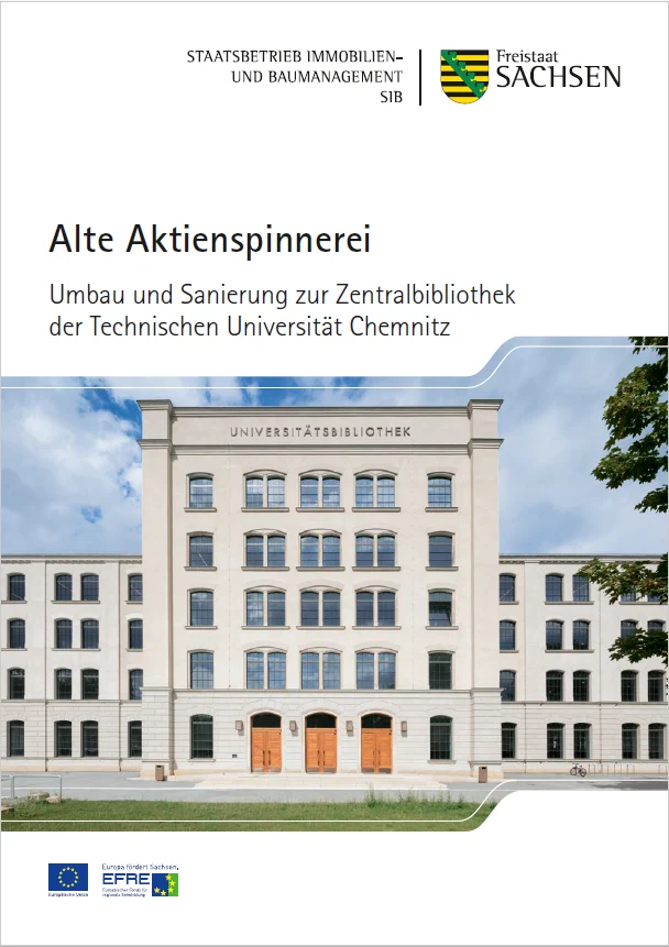 Titelbild zeigt eine Au&szlig;enansicht des Haupteingangs der Alten Aktienspinnerei.