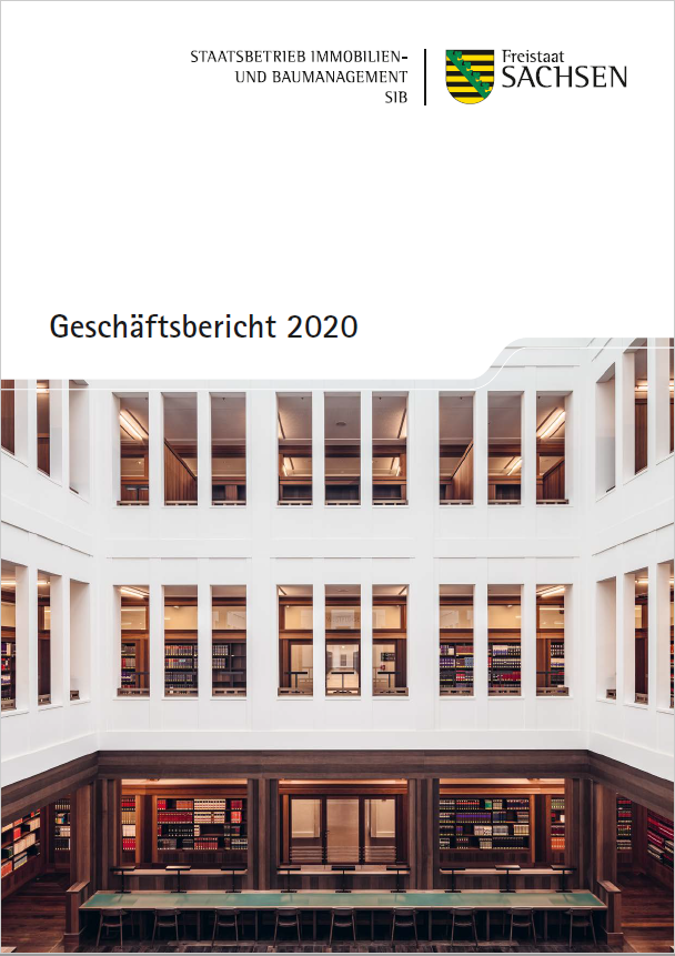 Titelbild des Geschäftsberichts zeigt den Lesesaal der Universitätsbibliothek Alten Aktienspinnerei in Chemnitz
