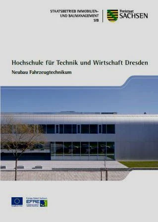 Titelbild Faltblatt Hochschule f&uuml;r Technik und Wirtschaft Dresden Neubau Fahrzeugtechnikum