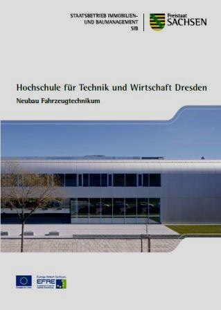Titelbild Faltblatt Hochschule für Technik und Wirtschaft Dresden Neubau Fahrzeugtechnikum