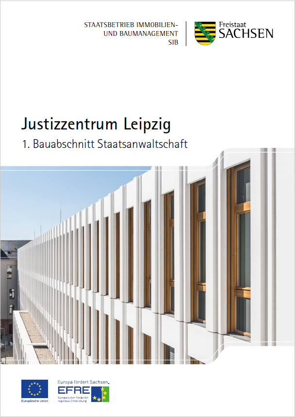 Titelbild des Faltblattes - Justizzentrum Leipzig, erster Bauabschnitt