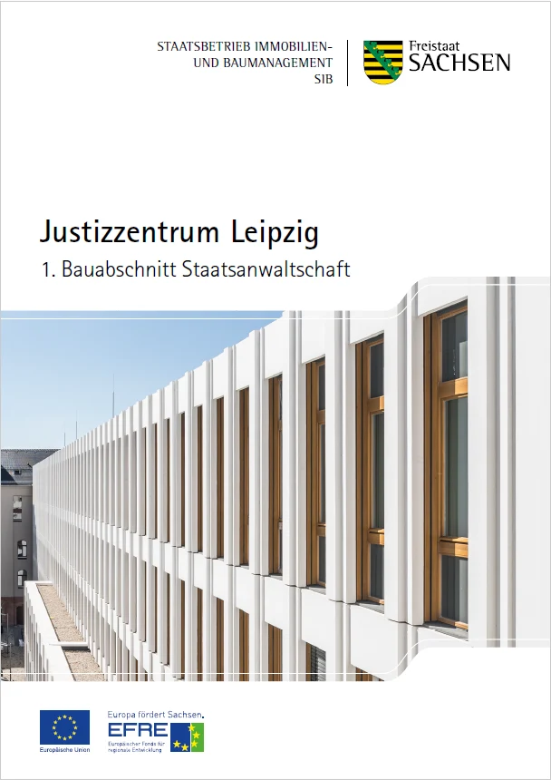 Titelbild des Faltblattes - Justizzentrum Leipzig, erster Bauabschnitt