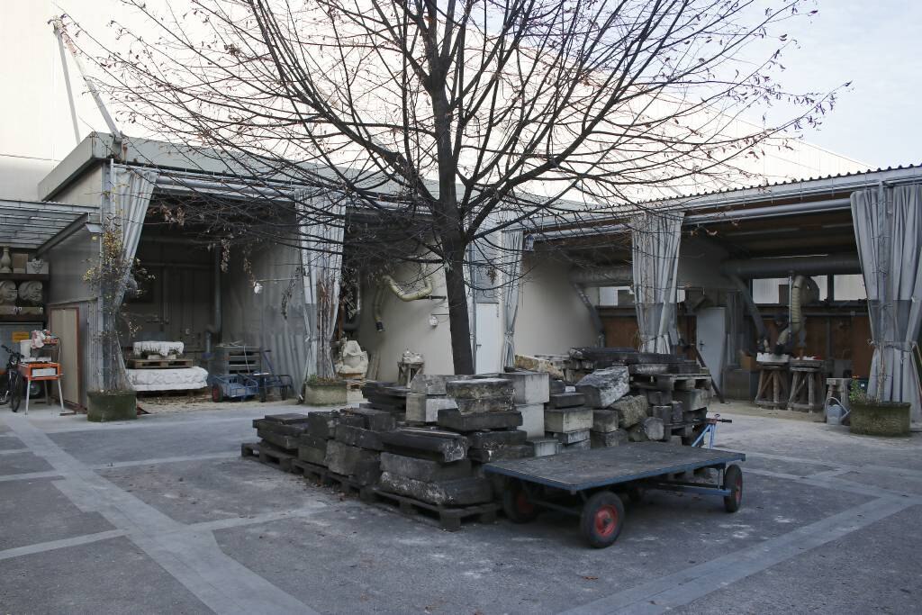 Blick in den Arbeitsbereich der Zwingerbauhütte in der Kleinen Packhofstraße