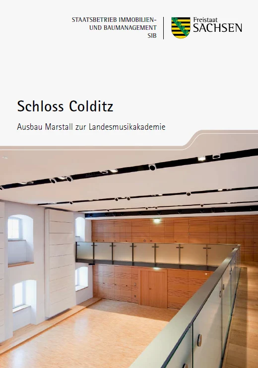 Titelbild Faltblatt Schloss Colditz Ausbau Marstall zur Landesmusikakademie