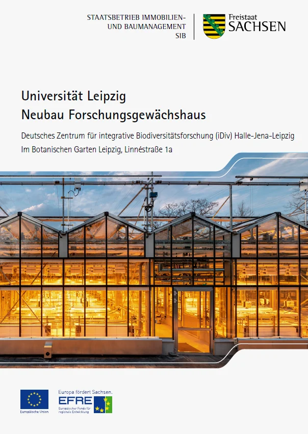 Titelbild Faltblatt Universit&auml;t Leipzig Neubau Forschungsgew&auml;chshaus